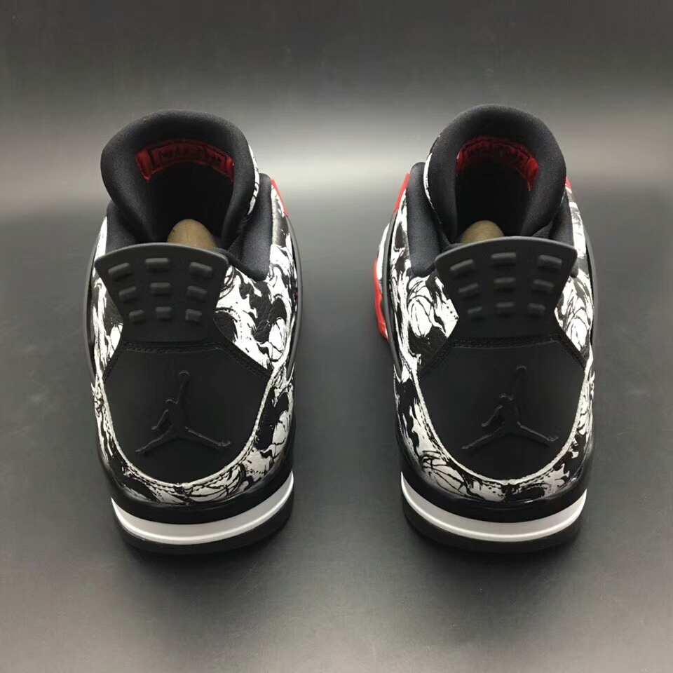 Air Jordan 4 Tattoo Black Grey Red Shoes